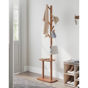 Wood and Metal <b>Coat</b> <b>Rack</b> Brass Finish - Product Image 3