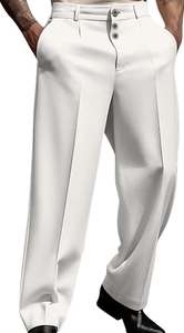 Pantalones de Vestir Casuales de Pierna Ancha para Hombre, Estilo Vintage, Plisados, Estilo Clásico - Product Image 2