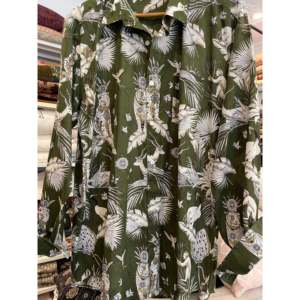 Camisas Casuales de Manga Larga para Hombre, Estampado de Jungla, Verde Bosque, Corte Holgado, Hechas de Tela Popelina de Algodón Puro - Product Image 1