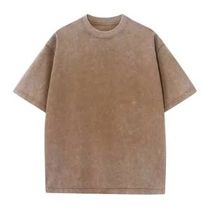 Lavé à l'acide de haute qualité impression numérique personnalisée hommes goutte épaule chemise à col rond avec Logos brodés prix raisonnable - Product Image 2