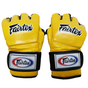 Gants de boxe en cuir véritable de qualité supérieure, personnalisés, design Fair tex jaune, séchage rapide, respirants, confortables, fermeture velcro - Product Image 1