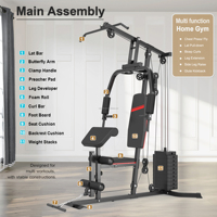 Station de musculation multifonctionnelle compacte pour la maison avec pile de poids réglable