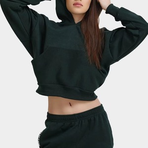 Vente en gros sweat-shirt court décontracté vierge avec logo personnalisé sweat-shirt court pour femme sweat à capuche pour femme design streetwear - Product Image 1