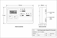 Thermostat mural non programmable à 3 vitesses pour ventilo-convecteur industriel, 220V & 24V, en PC+ABS ignifuge, pour CVC hospitalier
