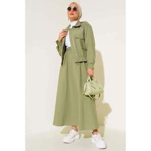 Conjunto 2 Piezas Doble Bolsillo Con Cremallera Falda Verde Almendra - Product Image 1