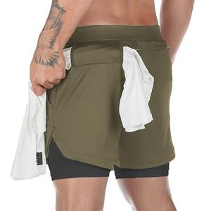 New Latest OEM Low Price Wholesale Custom Casual Quick Drying Double <b>Layer</b> Shorts Gym Workout Active Shorts With Pockets for Men - Product Image 6