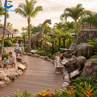 Projet clé en main de parc à thème sur le thème des dinosaures, portail d'entrée avec animatroniques, conception et installation d'éléments scéniques