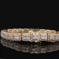 Bracelet tennis en diamants naturels glacés, luxe, or jaune 10KT, bijoux hip-hop tendance pour les fêtes, cadeaux |   Diamants Sheetal