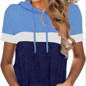 Sweat à capuche ventilé d'été pour femmes, tricoté confortable et doux, bloquant les UV avec logo imprimé sur le devant, style décontracté - Product Image 1