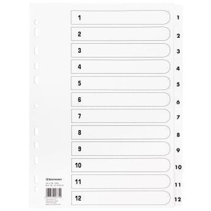 Number Register Soennecken DIN <b>A4</b> 170g/m 1-12 Cardboard White <b>File</b> <b>Folder</b> Accessory - Product Image 1