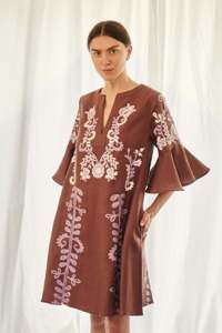 Nouvelle arrivée Robe maxi unie avec un style bohème estival tendance, ceintures brodées, manches longues, taille 6XL pour les sorties à la plage - Product Image 2