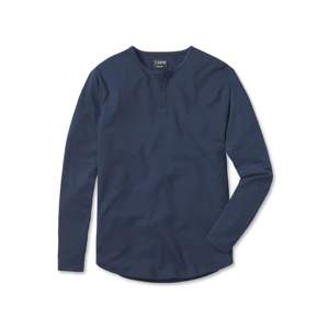 Camiseta Henley con logotipo personalizado para mujer, mezcla suave de poliéster y algodón y licra, manga larga, dobladillo curvo, azul pacífico - Product Image 5