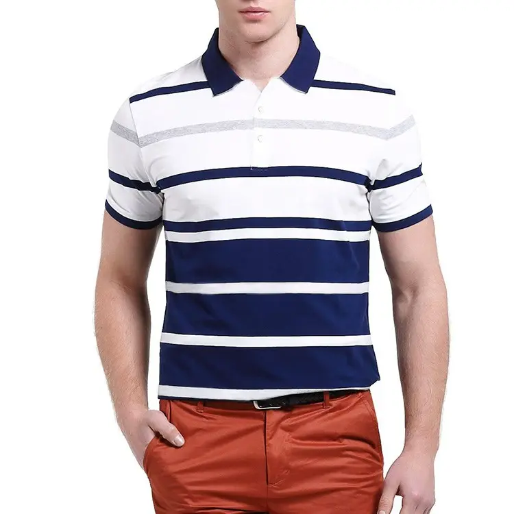 カスタムデザインストライプファッションポロTシャツゴルフスポーツウェア良質ベストセラー2023卸売ワーキングメンズポロシャツ