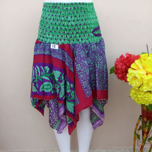 Jupe pour femme, taille haute, mini, imprimé floral multicolore, 100% viscose de soie, satin respirant pour l'été, streetwear - Product Image 1