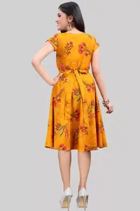 High Quality Summer Floral Printing <b>Woman</b> Casual <b>Dresses</b> <b>Sexy</b> V-Neck Short Sleeve New Arrival Wholesale for Summer Spring - Product Image 3