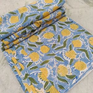 Vêtements indiens faits à la main pour femmes Poids léger Jaune Floral main bloc imprimé coton tissu tricoté Nomex couture à la main - Product Image 4