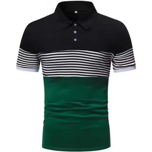 Nueva Camiseta Polo Básica de Manga Corta para Hombre, Camiseta de Bloques de Color a Rayas - Product Image 1