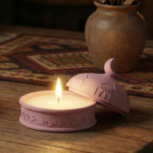 Jueone Crescent Moon Eid Al-Fitr Ramadan Décoration de maison en béton écologique 8oz Pot à bougie vide réutilisable pour l'intérieur/l'extérieur Ornement - Product Image 3