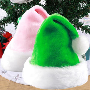Precio bajo Decoración de fiesta de Navidad Sombrero de Año Nuevo Gorras de Papá Noel verdes y blancas Sombrero de Navidad de Papá Noel para adultos Niños - Product Image 4