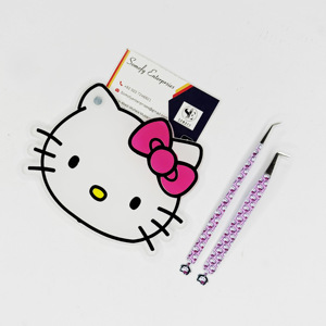 Custom Made Hello Kitty Eyelash <b>Tiles</b> Acrylic Material with Eyelash Tweezers Lash <b>Tile</b> <b>Magnetic</b> Sustainable Technology Tools - Product Image 2