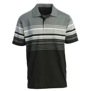 เสื้อโปโลลายทางคู่ผู้ชายมีกระเป๋าระบายอากาศได้ดีโลโก้ที่กำหนดเองสีทึบดีไซน์แขนสั้นคุณภาพวัสดุพรีเมี่ยม - Product Image 1