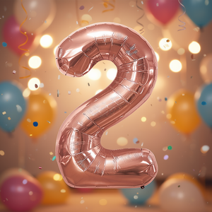 Palloncino Numero 2 in Foil Oro Rosa 80cm, Riempibile con Elio, Decorazione per Feste - Product Image 3