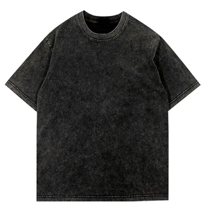 Étiquette personnalisée Streetwear French Terry Heavyweight T-shirt Tee 300gsm Sun Faded Acid Washed Boxy Cropped t Shirt Men Microfiber - Product Image 2