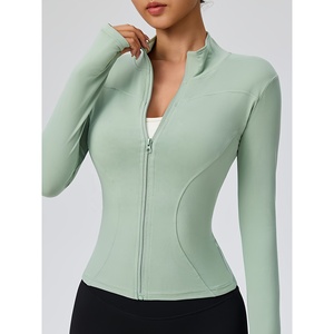 Slim Fit Yoga <b>Jacket</b> Stretch Sportswear Top for Women Gym <b>Workout</b> Running Fitness Activewear Clothing - Product Image 5