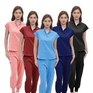 Tenues médicales unisexes pour hommes et femmes, col en V, en spandex, uniformes d'infirmière d'hôpital, ensemble de blouses d'infirmière pour femmes, ensemble de blouses d'infirmière personnalisées en gros - Product Image 1