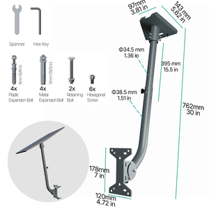 Starlink Gen3 V4 có thể điều chỉnh Wall & Roof Mount Bracket Set Cong & thẳng Ống - Product Image 5