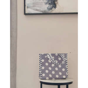 Mini sac fourre-tout gris à pois, imprimé à la main, léger, matelassé, en PU, résistant à l'eau, doublure en coton - Product Image 1
