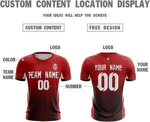 Nuevo Conjunto de Uniforme de Fútbol Personalizado, 100% Poliéster, Impresión por Sublimación, Camiseta Negra, Amarilla, Roja, Blanca y Azul - Product Image 3