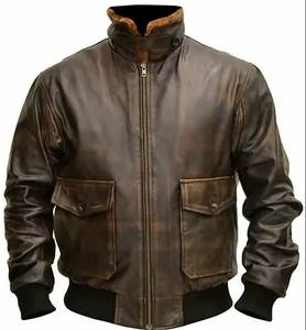 Chaqueta de Hombre de Cuero Genuino Curtido, Personalizable, Transpirable, de Secado Rápido, Resistente al Viento, Ecológica, Informal, de Alta Calidad para Otoño - Product Image 1