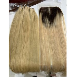 Paquetes Virgin 100% Cierre de cabello vietnamita Ombre brillante 22 pulgadas o longitud personalizada Sin químicos/enredos disponibles - Product Image 1