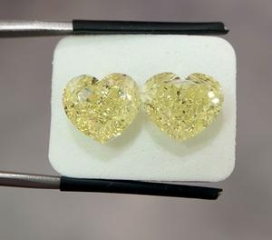 Diamant naturel non monté de couleur jaune clair fantaisie, taille cœur, clarté VVS2, 5.03C, pour certificat EX, polissage VG, symétrie Table% 58 - Product Image 1