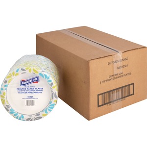 Assiettes en papier imprimées Genuine Joe, assorties, jetables, 125 par paquet, 4 paquets par carton, 500 assiettes - Product Image 4