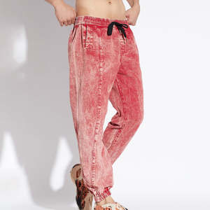 Venta al por mayor pantalones de chándal holgados vintage desgastados lavado con ácido ropa de calle de algodón personalizada joggers de hombre de gran tamaño ligero medio - Product Image 4