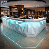 Meubles de bar LED modernes, sur mesure, en forme de L, en Corian blanc, pour bars commerciaux, hôtels, lounges, boîtes de nuit, restaurants