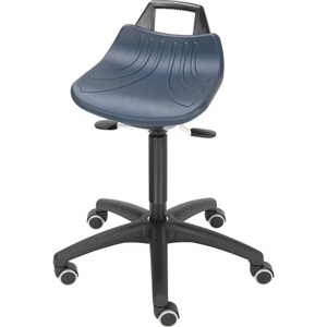 Swivel Work <b>Stool</b> <b>with</b> <b>Wheels</b> PU Foam Blue Adjustable Seat Height 520-710 Mm LOTZ - Product Image 1