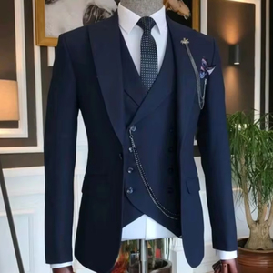 NEWLY STUNNING NAVY BLAZER,WHITE SHIRT & <b>PANT</b> TUXEDO 3 PIECES SUITS WITH HIGH QUALITY of FABRICS for PARTY-WEAR/WEDDING @ 2024 - Product Image 1