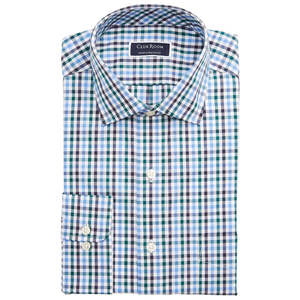 Camicia da Uomo Club Room Navy Gingham Vestibilità Regolare in Popeline Elasticizzato Antipiega con Colletto alla Coreana Taglie XL (17-32-33) - Product Image 1