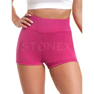 Women's Workout Shorts For Women High Waist Running Yoga Short Gym Sports Tight Pants Rose Red