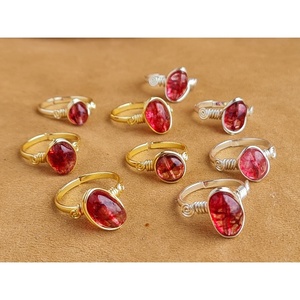 Bohemian Style Garnet Gemstone <b>Rings</b> Gold Plated Alloy with Bezel Setting Perfect January Birthstone Gift - Product Image 2