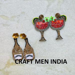 Pendientes de Botón con Cuentas Hechos a Mano para Mujer, Nuevo Diseño Clásico de Moda para Fiestas, Aniversarios, Noches, CRAFT MEN INDIA - Product Image 2