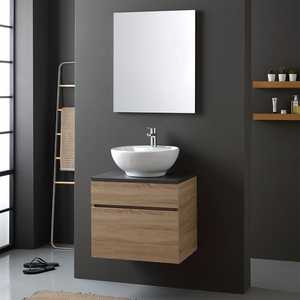 ตู้ห้องน้ำดีไซน์อิตาลีทันสมัย ทำจากไม้เนื้อแข็ง พร้อมท็อปไม้โอ๊ค - Product Image 1