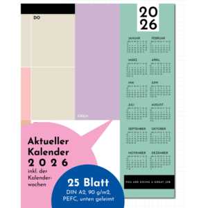 Planificateur hebdomadaire 2026 avec design color block, calendrier de bureau en papier avec 25 feuilles détachables - Product Image 1