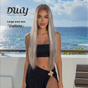 Calista C-DWY Perruque Synthétique Longue Blonde Dégradée Lisse Sans Colle 13x6 Lace Front Raie Libre Couleur Transparente - Product Image 1