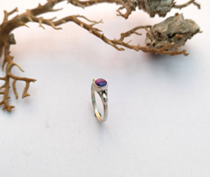 Trendy 925 Silver <b>Purple</b> Copper Turquoise Flower Pattern Engagement Wedding Rings for Women Handmade Bezel Setting Diamond Inlay - Product Image 1