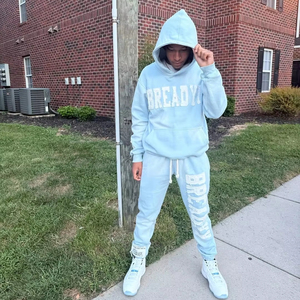 Conjunto de pantalones de chándal y Sudadera con capucha en blanco de alta calidad de forro polar de algodón personalizado conjunto completo de Sudadera con capucha unisex chándal para correr para hombre - Product Image 1