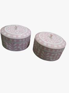 Boîtes à bijoux modernes écologiques de luxe de style arabe personnalisées faites à la main, incrustation de nacre et de pierres précieuses en forme de fleur - Product Image 5